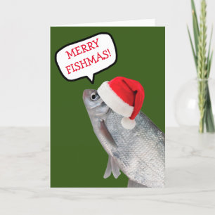 Cartão De Festividades Feliz Fishmas Engraçado Natal