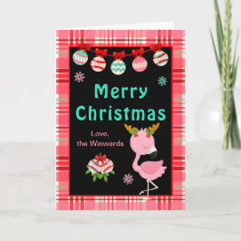 Cartão De Festividades Feliz Flamingo Natal Alegre