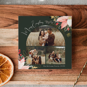 Cartão De Festividades Feliz Floral Inverno Tudo Três Foto