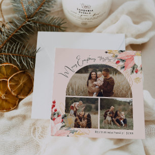 Cartão De Festividades Feliz Floral Rosa Tudo Três Foto