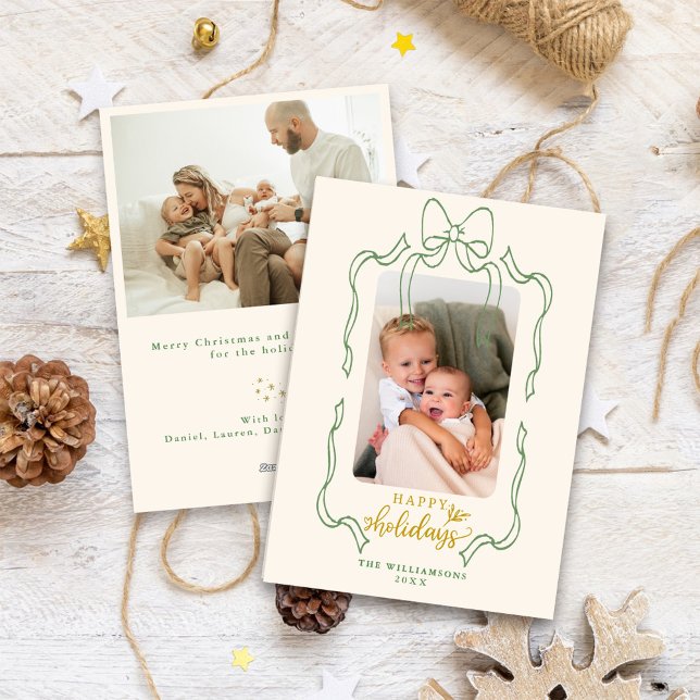 Cartão De Festividades Feliz Foto da Família de Arcos de Natal Retro (Criador carregado)