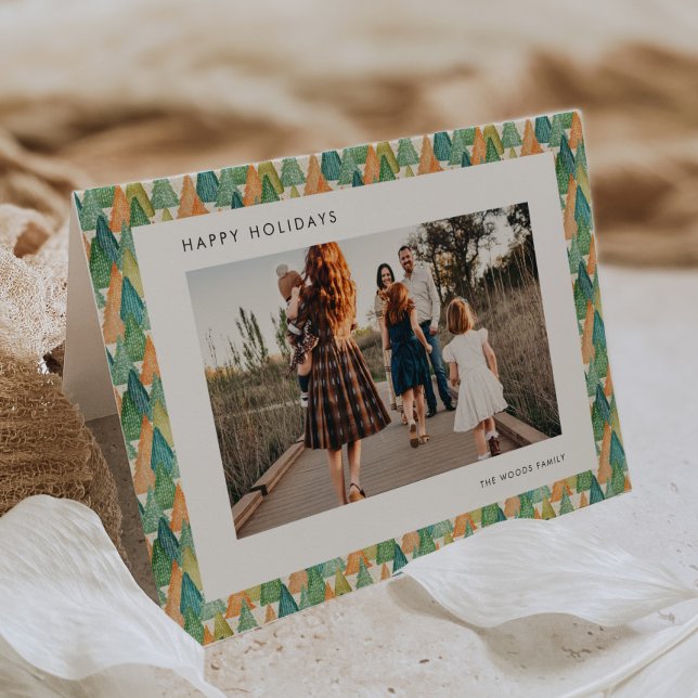 Cartão De Festividades Feliz Foto da Família de Padrões Festivos Modernos (Criador carregado)