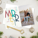 Cartão De Festividades Feliz Fotografia Brilhante Colorida<br><div class="desc">Comemore 100 anos em 2022 com este colorido estilo deco de 1920, "Feliz", cartões de saudação planos de 7' x 5' com marcadores para as suas quatro (4) fotos, nome e ano favoritos. Uma foto está na proporção frente 2:3, duas atrás estão quadradas, o centro tem proporção 2:3. As cores...</div>