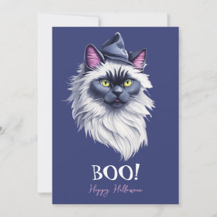Cartão De Festividades Feliz gato de salsicha do Halloween com chapéu de