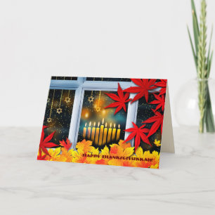 Cartão De Festividades Feliz Graças a Deus. Hanukkah e Ação de Graças