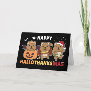 Cartão De Festividades Feliz Hallothanksmas Quokkas Natal Quokka Holi