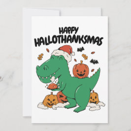 CARTÃO DE FESTIVIDADES FELIZ HALLOTHANKSMAS T-REX NATAL, OBRIGADO