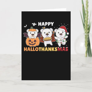 Cartão De Festividades Feliz Hallothanksma's Urso Polar Natal