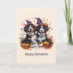 Cartão De Festividades Feliz Halloween Bernese Mountain Dogs