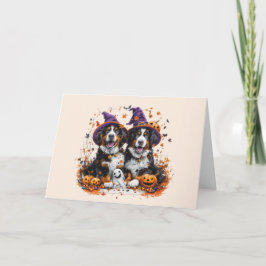Cartão De Festividades Feliz Halloween Bernese Mountain Dogs