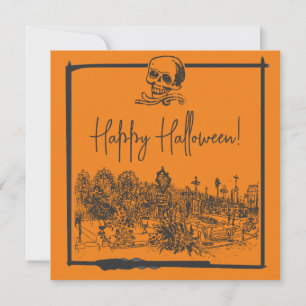 Cartão De Festividades Feliz Halloween Black & Orange Card