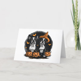 Cartão De Festividades Feliz Halloween Cães Boston Terrier