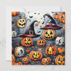 Cartão De Festividades Feliz Halloween design assustador de guloseimas ou