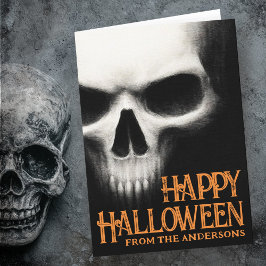 Cartão De Festividades Feliz Halloween fantasma assustador caveira preto 