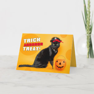 Cartão De Festividades Feliz Halloween Gato Preto Engraçado Disfarçado de