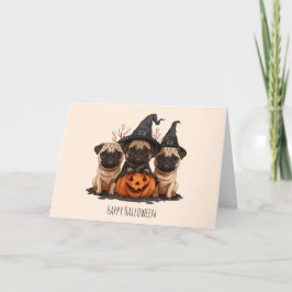 Cartão De Festividades Feliz Halloween Pugs Jack O Lanterns
