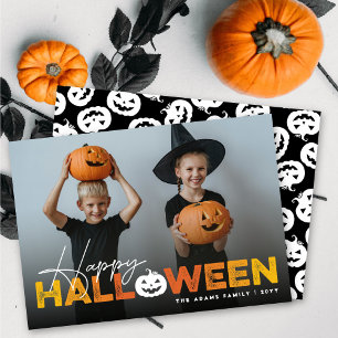Cartão De Festividades Feliz Halloween Pumpkin Jack-O-Lanterna Foto