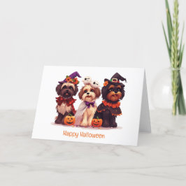 Cartão De Festividades Feliz Halloween Shih Tzu Dogs