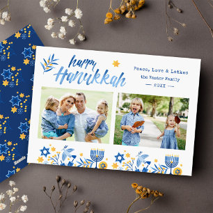 Cartão De Festividades Feliz Hanukkah 2 Foto Judaica Festiva
