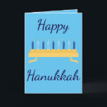 Cartão De Festividades Feliz Hanukkah Blue Menorah<br><div class="desc">Celebre o festival de excelentes de luzes com este feliz cartão de saudação de Chanucá. "Happy Hanukah" está escrito em uma bela fonte azul-escura e cursiva com velas azuis. A dentro do cartão tem uma mensagem adorável. Escolha o seu hoje! Clipart cortesia de Sonya DeHart Design: http://www.sonyadehartdesign.com |http://www.sonyadehartdesign.etsy.com</div>