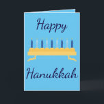 Cartão De Festividades Feliz Hanukkah Blue Menorah<br><div class="desc">Celebre o festival de excelentes de luzes com este feliz cartão de saudação de Chanucá. "Happy Hanukah" está escrito em uma bela fonte azul-escura e cursiva com velas azuis. A dentro do cartão tem uma mensagem adorável. Escolha o seu hoje! Clipart cortesia de Sonya DeHart Design: http://www.sonyadehartdesign.com |http://www.sonyadehartdesign.etsy.com</div>