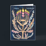 Cartão De Festividades Feliz Hanukkah Botânica Menorah Watercolor<br><div class="desc">Querido desenho para desejar a alguém feliz hanukkah! Clique em "editar usando a ferramenta design" para adicionar seu próprio texto. Também disponível como cartão postal, cartão simples ou download digital para envio instantâneo por e-mail ou mensagem de texto. Verifique meu compro para mais ou me avise se você quer algo...</div>
