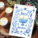 Cartão De Festividades Feliz Hanukkah Botânica Menorah Watercolor<br><div class="desc">Querido desenho para desejar a alguém feliz hanukkah! Clique em "editar usando a ferramenta design" para adicionar seu próprio texto. Também disponível como cartão postal, cartão simples ou download digital para envio instantâneo por e-mail ou mensagem de texto. Verifique meu compro para mais ou me avise se você quer algo...</div>