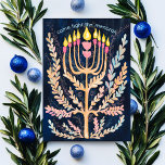 Cartão De Festividades Feliz Hanukkah Botânica Menorah Watercolor<br><div class="desc">Querido desenho para desejar a alguém feliz hanukkah! Clique em "editar usando a ferramenta design" para adicionar seu próprio texto. Também disponível como cartão postal, cartão dobrado ou download digital para envio instantâneo por e-mail ou mensagem de texto. Verifique meu compro para mais ou me avise se você quer algo...</div>