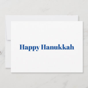 Cartão De Festividades Feliz Hanukkah, branco e azul, minimalista moderno