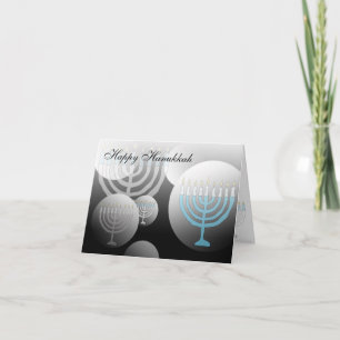 Cartão De Festividades Feliz Hanukkah Card Menorah Globe