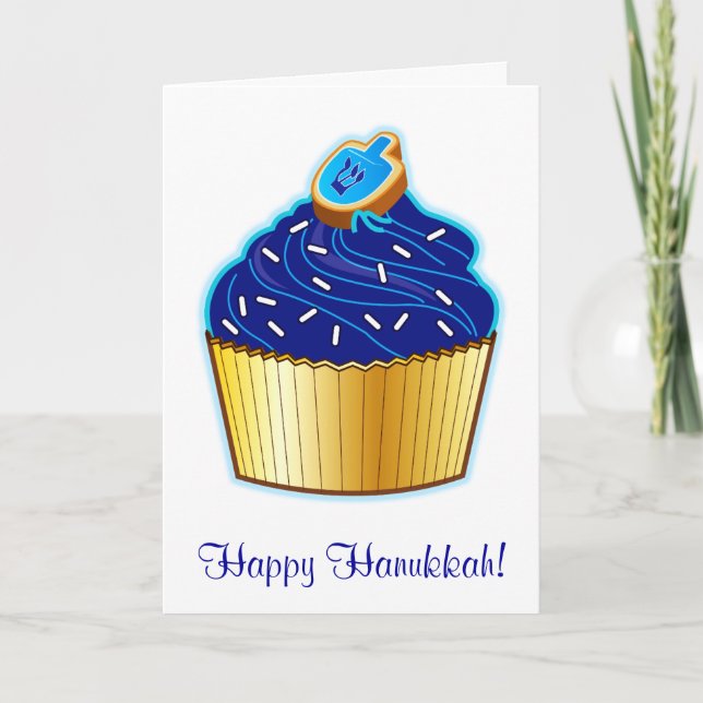 Cartão De Festividades Feliz Hanukkah com Cupcake e Cookie (Frente)