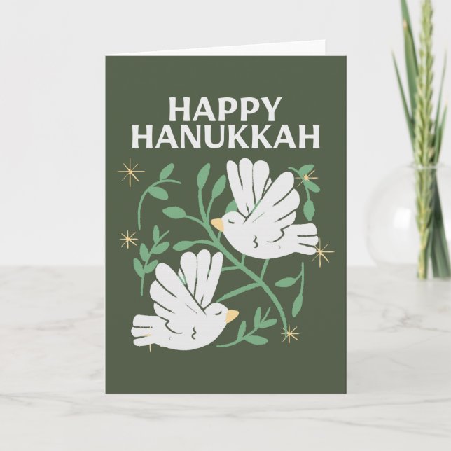Cartão De Festividades Feliz Hanukkah Doves da Paz (Frente)