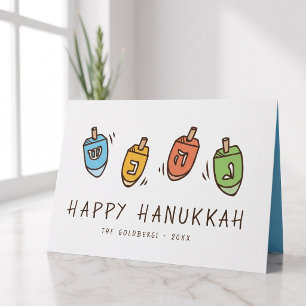 Cartão De Festividades Feliz Hanukkah Dreidel Moderno