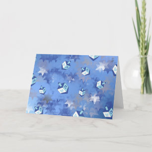 Cartão De Festividades Feliz Hanukkah Estrela Cadente e Piões de Hanukkah