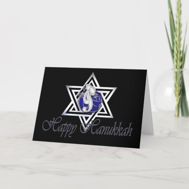 Cartão De Festividades Feliz Hanukkah - Estrela Decorada de David Card (Frente)