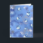 Cartão De Festividades Feliz Hanukkah Falling Star e Dreidels<br><div class="desc">Você está vendo a coleção de Design Lee Hiller. Roupa,  Ofertas e Coleções Lee Hiller Fotografia ou Coleção de Arte Digital. Você pode ver sua fotografia da Nature em http://HikeOurPlanet.com/ e seguir seu blog de caminhada no Hot Primavera National Park.</div>