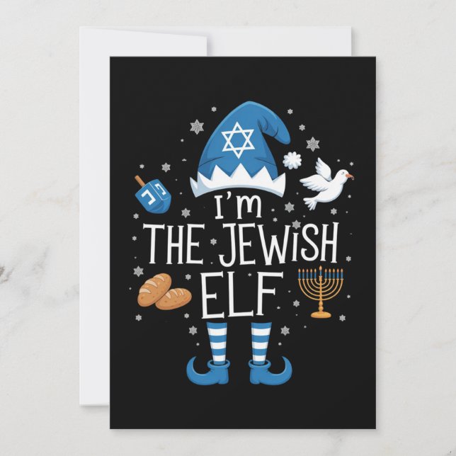 Cartão De Festividades Feliz Hanukkah Família de Elfos Judeus Grupo Natal (Frente)