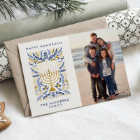 Feliz Hanukkah Festivo Watercolor Menorah Foto