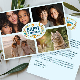 Cartão De Festividades FELIZ HANUKKAH Floral Wreath Menorah Fotografias P