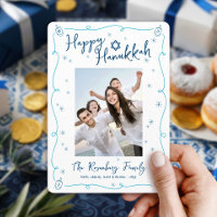 Feliz Hanukkah Foto Caprichosa Desenhada à Mão Div
