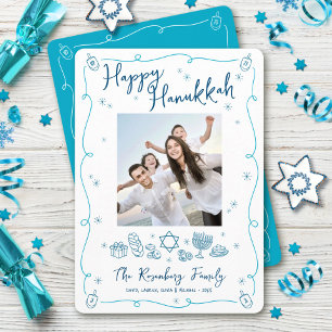 Cartão De Festividades Feliz Hanukkah Foto Caprichosos Desenhos à Mão