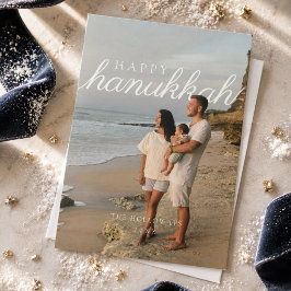 Cartão De Festividades Feliz Hanukkah Foto da Família Moderna