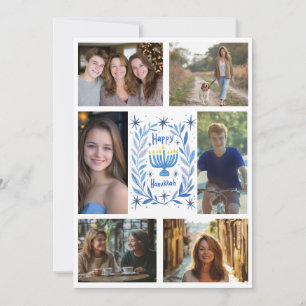 Cartão De Festividades FELIZ HANUKKAH, FOTO PERSONALIZADA 6 desenhada à m