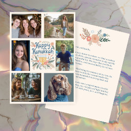 Cartão De Festividades FELIZ HANUKKAH, FOTO PERSONALIZADA 6 desenhada à m