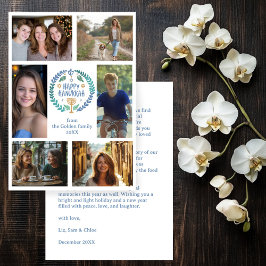 Cartão De Festividades FELIZ HANUKKAH, FOTO PERSONALIZADA 6 desenhada à m