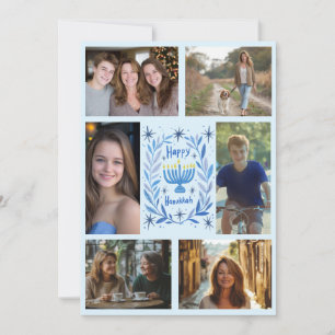 Cartão De Festividades FELIZ HANUKKAH, FOTO PERSONALIZADA 6 desenhada à m