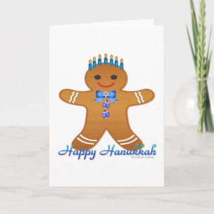Cartão De Festividades Feliz Hanukkah Gingerpão Homem Menorah