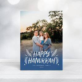 Cartão De Festividades Feliz Hanukkah Hand desenhou Folhas de Cheio de Ne