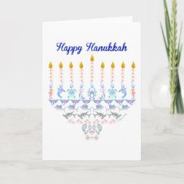 Cartão De Festividades Feliz Hanukkah Marine Menorah