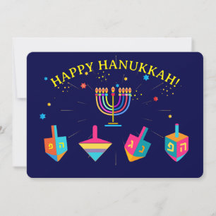 Cartão De Festividades Feliz Hanukkah Menorá Dourada Feriado Judaico